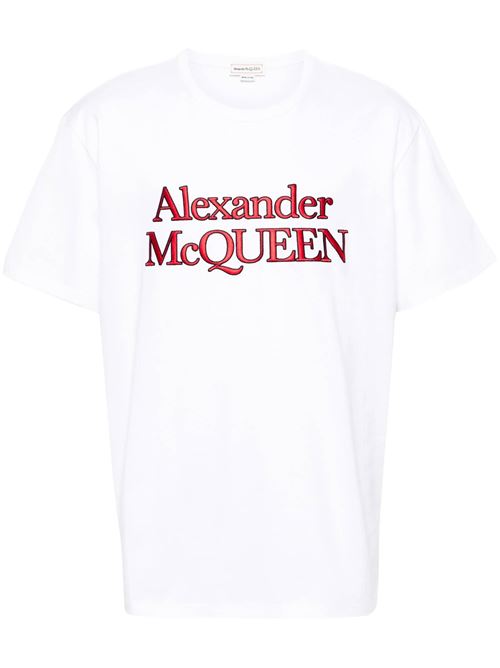 T-shirt bianca con logo Alexander McQueen | 794606QXAAB9000